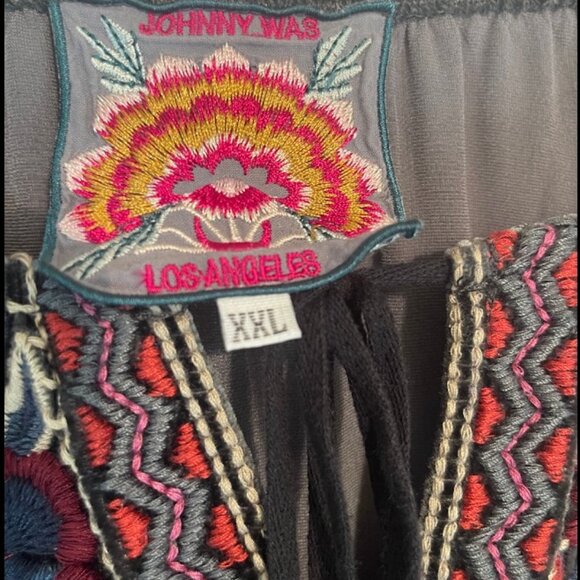 Johnny Was - Claude Embroidered Velvet Blouse In Gray Silk Blend Size 2XL - Picture 4 of 7